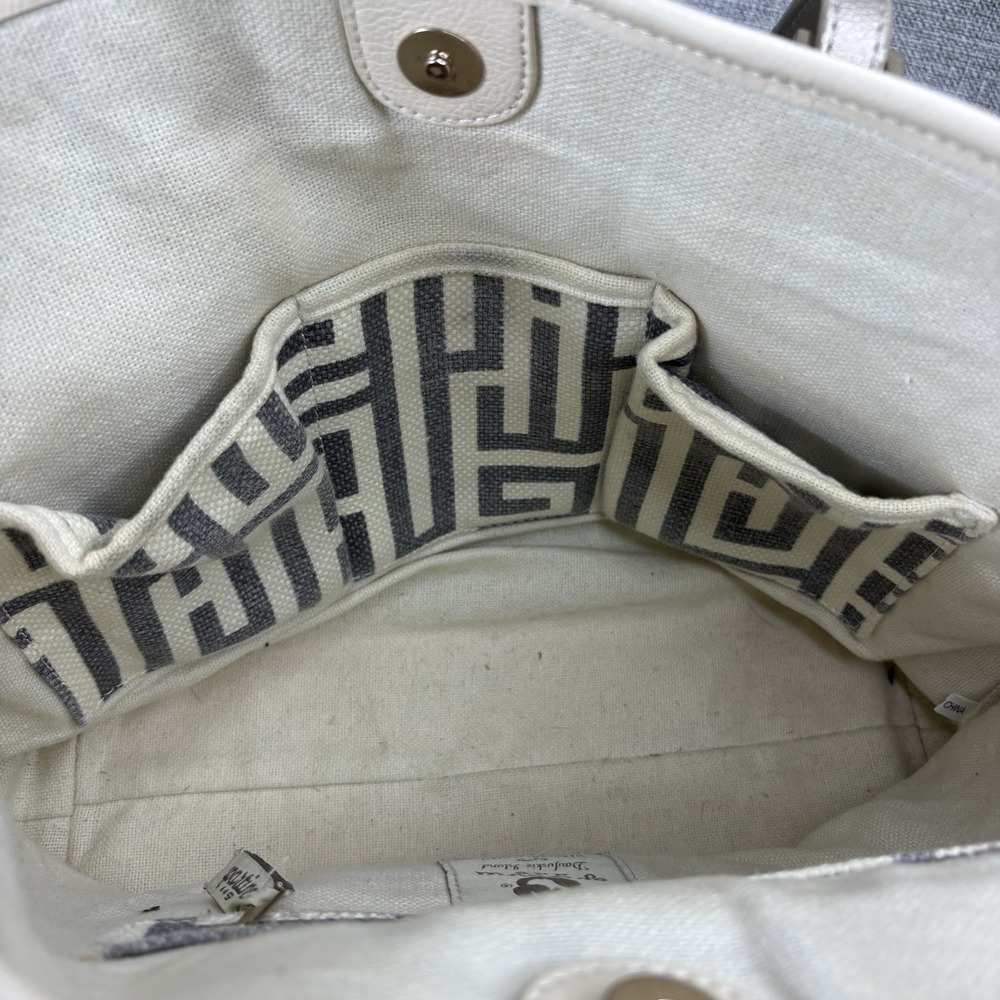 Spartina 449 De Renne Daufuskie Turn Key Classic Natural Linen Leather Tote - Picture 10 of 14